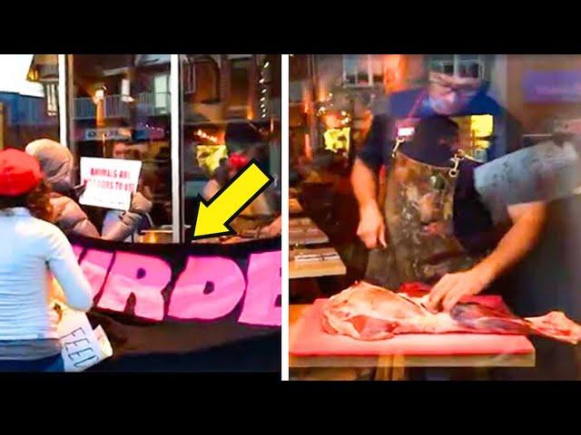 Vegans Protesting Against Restaurant Are Horrified By The Owner’s Revenge