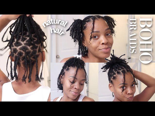 Natural Hair Boho Braids *NO BRAIDING HAIR* Ft. Hot Braids