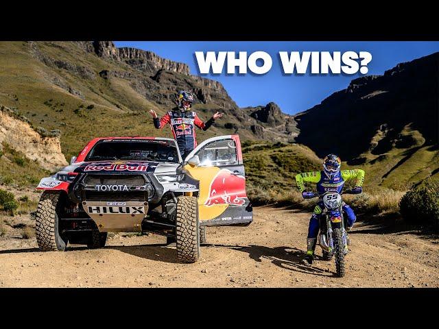 Dakar Rally Car VS Dirt Bike: Who is Quickest up Sani Pass?