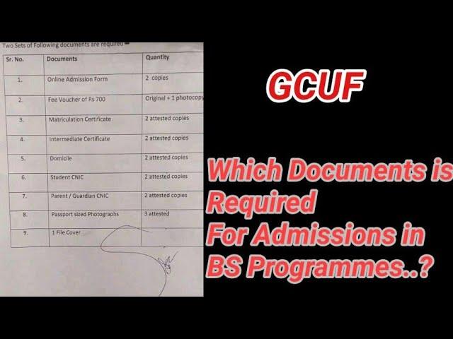 Which Documents is Required for Admission in BS Programmes GCUF | GCUF