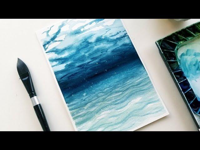 Watercolor Painting Underwater Scene / Ocean Water Painting