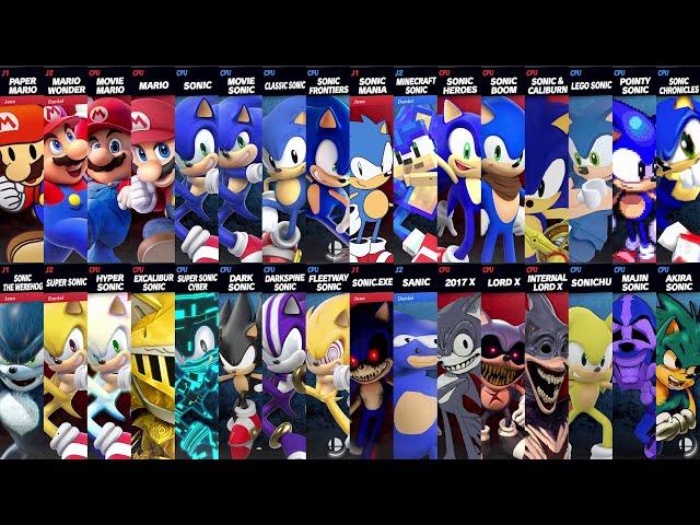 Sonic vs Mario | Minecraft Sonic vs Sonic Mania | Sanic vs Sonic.EXE in Super Smash Bros Ultimate