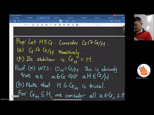 【Abstract Algbera I Lecture 20】Faithfulness of Group Action, Ring -  MAT211 | Nge Kie Seng 20231127