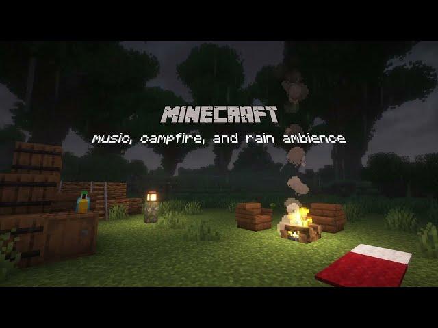 10 hours of Minecraft music and ambience (campfire and rain)