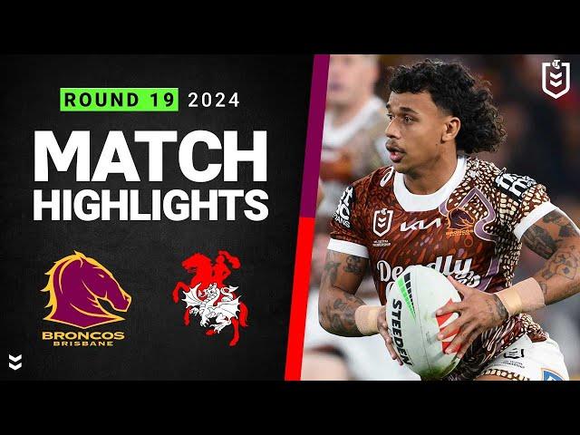 NRL 2024 | Broncos v Dragons | Match Highlights