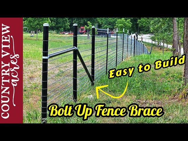 No Welding Required.  Bolt Together Pipe Fence Braces.   Removing slack out of a Top Wire in a Dip.