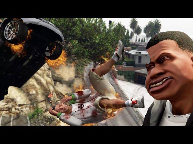 It's Franklin's turn to enjoy the feeling of getting hit by a car again！! -GTA5