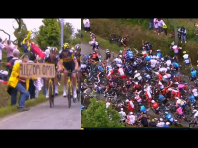 Fans sign causes MAJOR CRASH at Tour De France