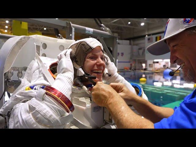 NASA Astronaut Zena Cardman EMU Spacesuit Training Reel [HDR]