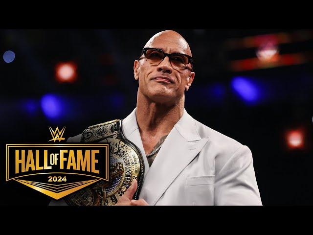 The Rock receives the People's Championship from Lonnie Ali: 2024 WWE Hall of Fame highlights