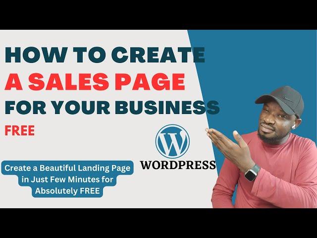 HOW TO CREATE A SALES PAGE WITH ELEMENTOR IN WORDPRESS FOR FREE