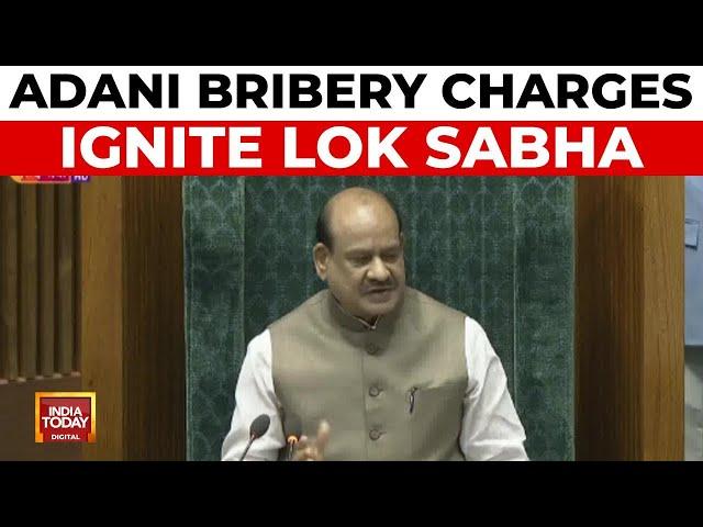 Adani Bribery Charges Spark Ruckus in Lok Sabha | Parliament Winter Session Day 2