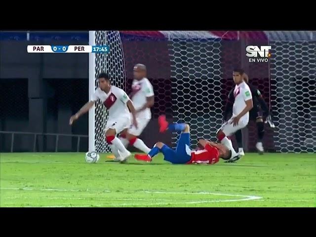 Nocaut de Zambrano a Almirón (Paraguay - Perú eliminatorias 2020 Qatar)