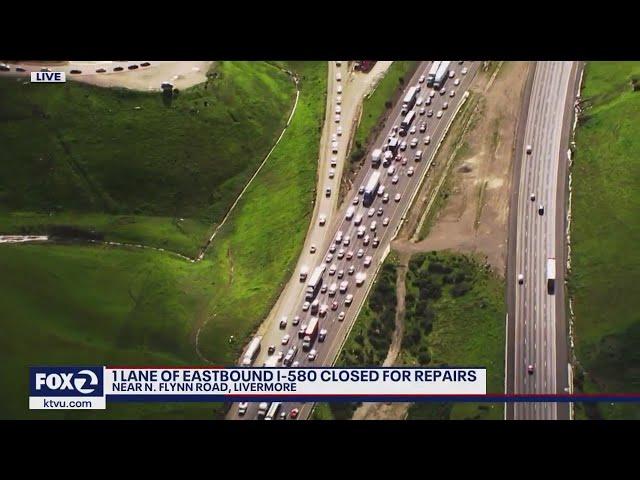 Eastbound 580 traffic is backed up for miles near Livermore