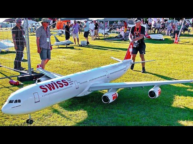 STUNNING GIGANTIC !!! 63KG HUGE RC A-340-300 AIRLINER  XXXL SCALE 1:13 MODEL TURBINE JET FLIGHT DEMO