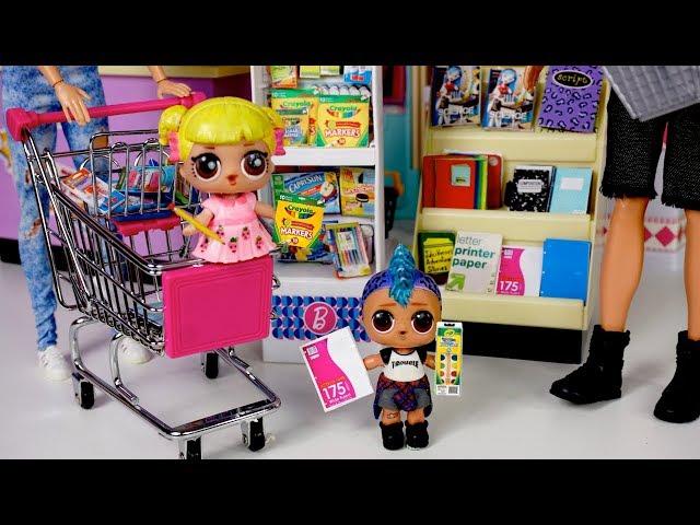 Barbie Family LOL Goldie & Punk Boi School Supply Shopping - Supermarket Toy