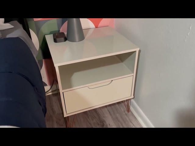 Rockefeller 1 Drawer Wood Nightstand in Off White & Natural Review