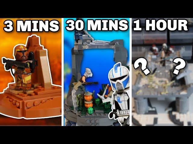 I built LEGO CLONE WARS BATTLES in 3 Mins, 30 Mins and 1 HOUR!