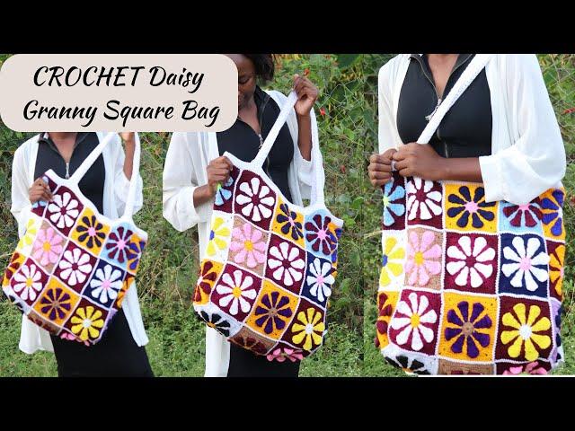 Easy crochet bag tutorial | crochet charity daisy square bag #crochetbag #dreamcrochets
