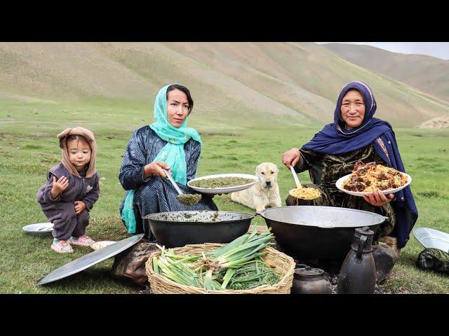 Collecting Fresh Wild Vegetables |Shepherd Mother is Cooking Shepherd Food in Village of Afghanistan