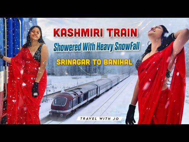 Kashmir Valley Train Journey | Srinagar to Banihal Train in snowfall ️ peak winter | Travel with Jo