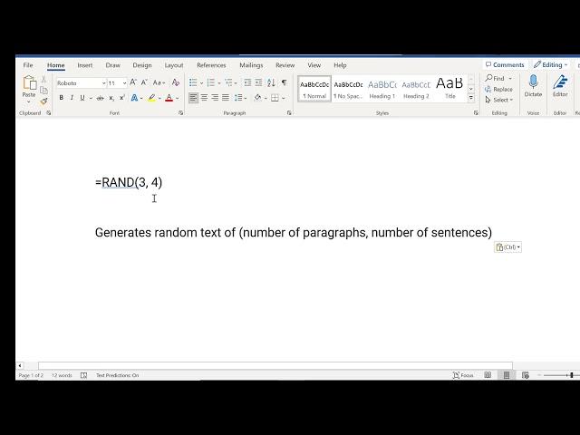 How to Generate Random Text in Word