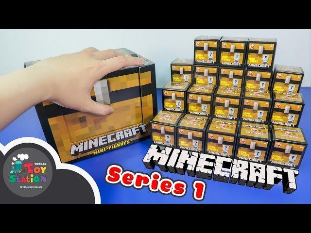 Mở 18 rương Minecraft chest series 1 tìm thấy nhân vật vàng GOLD ToyStation 227