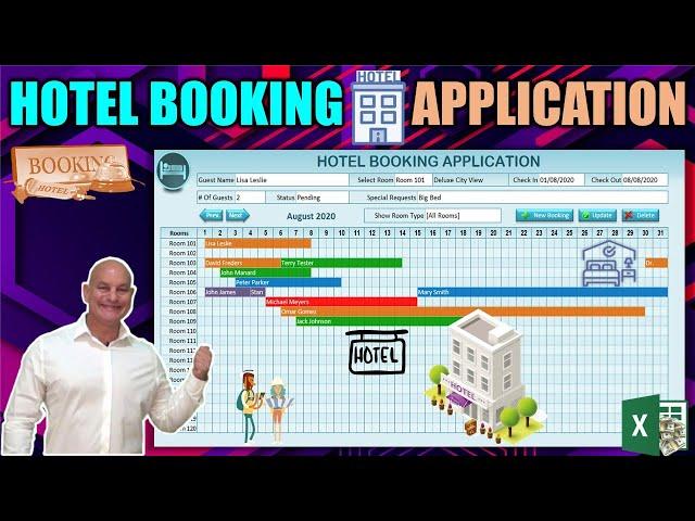 Create This Hotel Booking Application With Drag & Drop Gantt Chart in Excel Today [Free Download]