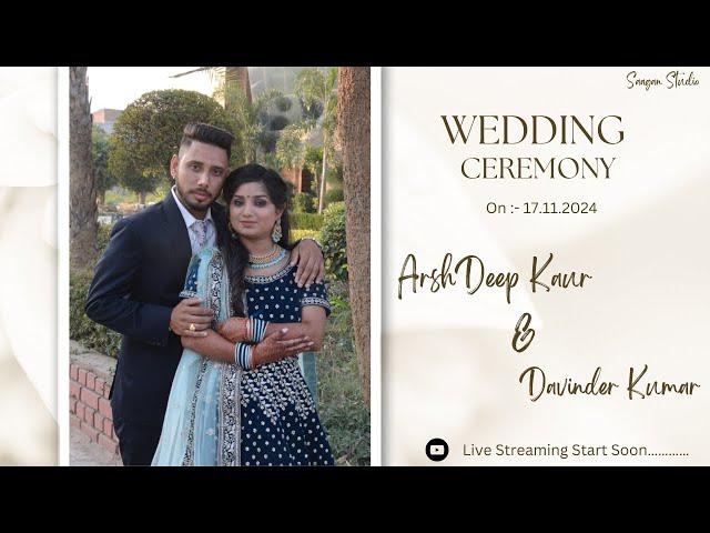 Arshdeep Kaur Weds Davinder kumar ||  Live Wedding Ceremony On: 17.11.2024 || Saajan Studio Nabha