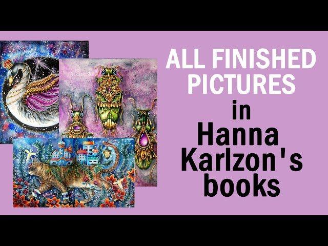 All finished pictures in Hanna Karlzon coloring books