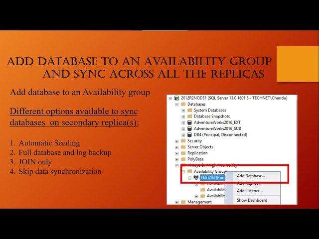 How to add database to an availability group