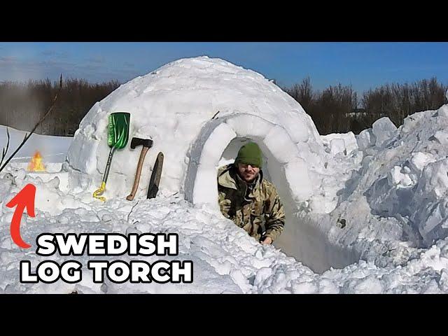 ONE MAN, ONE IGLOO | -14°C Bushcraft Camping in the Mountains