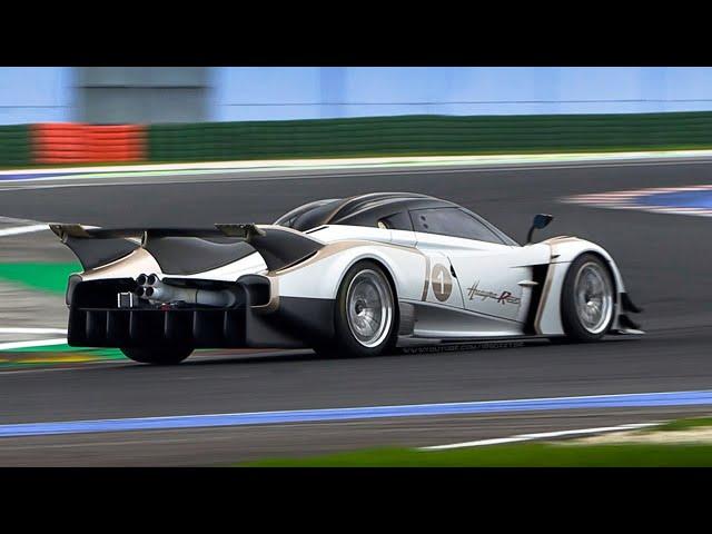 NEW Pagani Huayra R Evo testing at Misano: 900HP/9,200 rpm V12 (w/ Mufflers) howling on track!