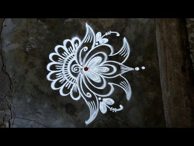 Apartment rangoli for beginners/Kutty Kutty kolam/Beginners rangoli designs