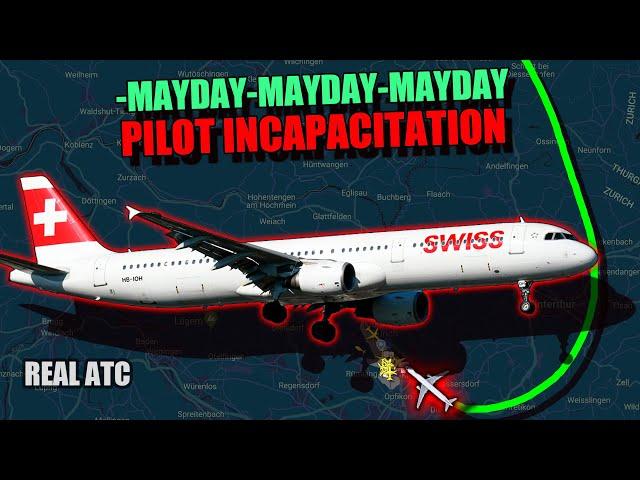 SWISS Pilot incapacitation on Approach. SWISS AIR Airbus A321. REAL ATC