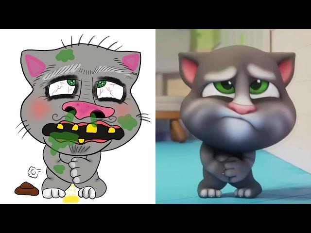 Talking Tom Bathroom Buddy Drawing Meme | Funny Cartoon Videos