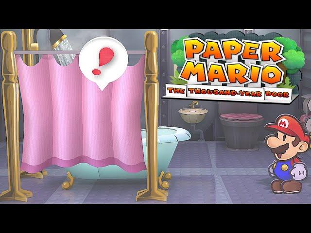 Paper Mario The Thousand-Year Door Remake - Mario in Peach Shower Room