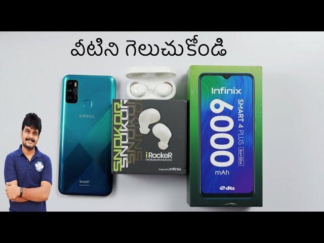 Infinix Smart 4 Plus & Snokor TWS Unboxing ll in Telugu ll