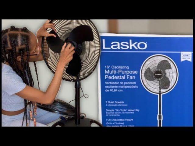 Lasko 16" Oscillating Pedestal Stand 3-Speed Fan | Unboxing + Assembly