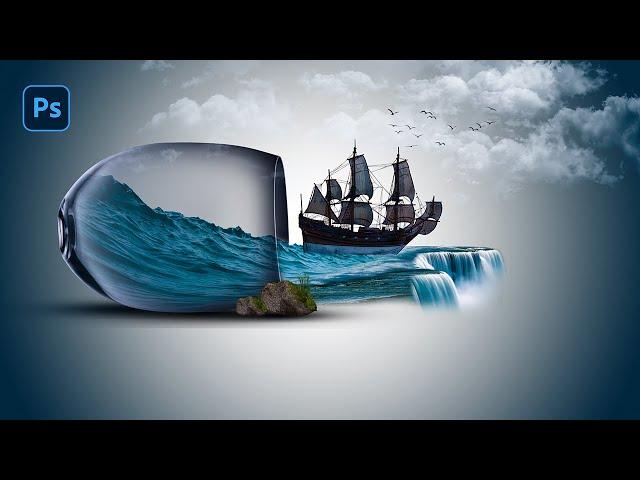 Photo Manipulation in Photoshop | Sea in Glass Photo Manipulation | Photoshop Tutorials | BID IT Lab