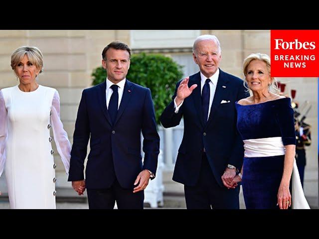 WATCH: President Biden And First Lady Jill Biden Arrive With Macrons At State Dinner In France