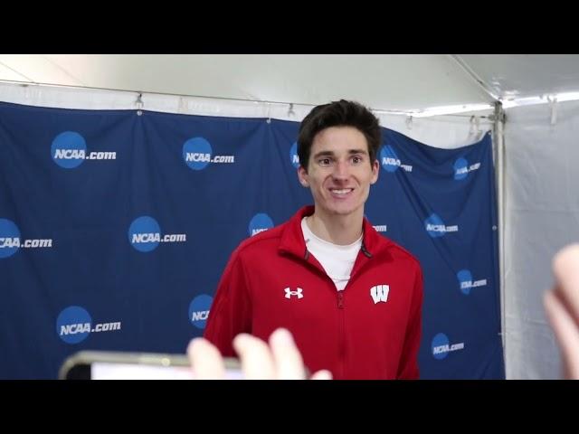 Bob Liking talks after finishing 16th and leading Wisconsin to podium finish at 2024 NCAA XC Champs