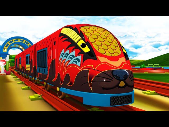 RED BULLET TRAIN - Train Cartoon Videos for Kids - Toy Factory Cartoon Train