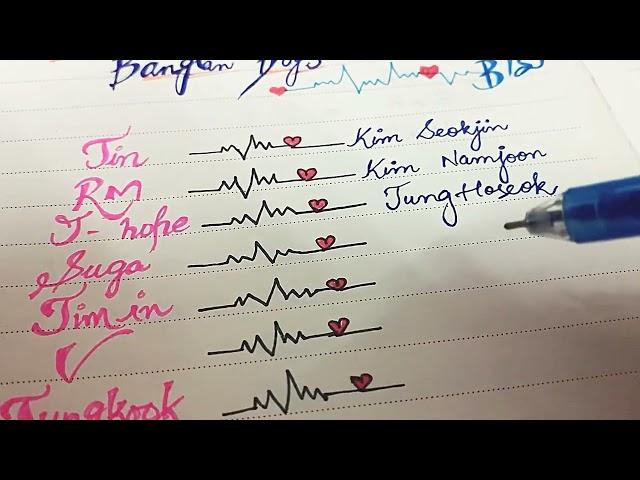 BTS Boys names || BTS names in English cursive writing