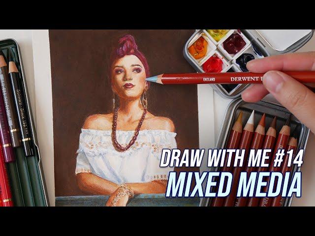 Draw with Me Portrait Photo Study ⭐ Mixed Media Art Process and Tips