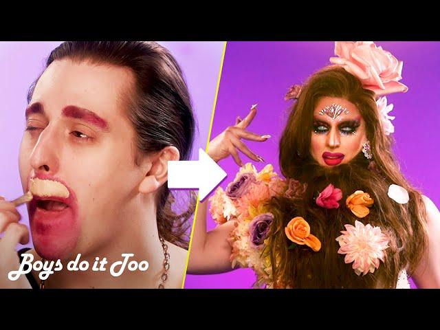 Drag queen gets an epic beard transformation! 