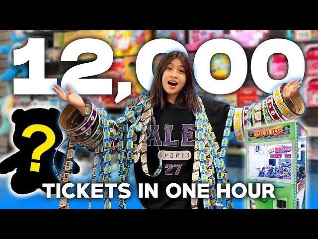 WON THE BIGGEST PRIZE FROM THE ARCADE! (12,000 tickets in an hour ) | Chelseah hilary