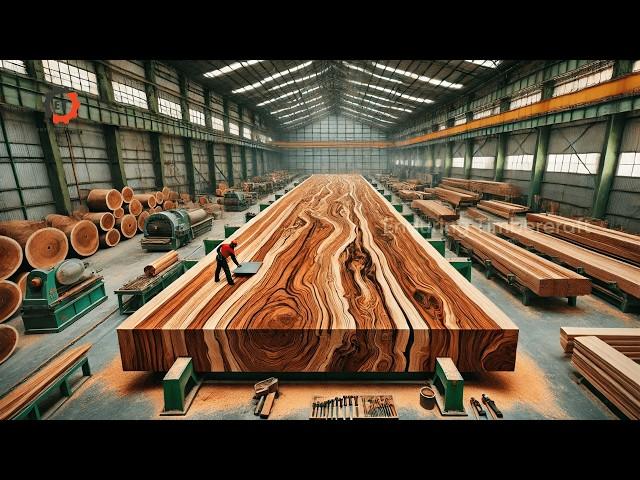 Wood Cutting Skills, Processing Giant Ancient Tree In Extremely Dangerous Factory, Woodworking