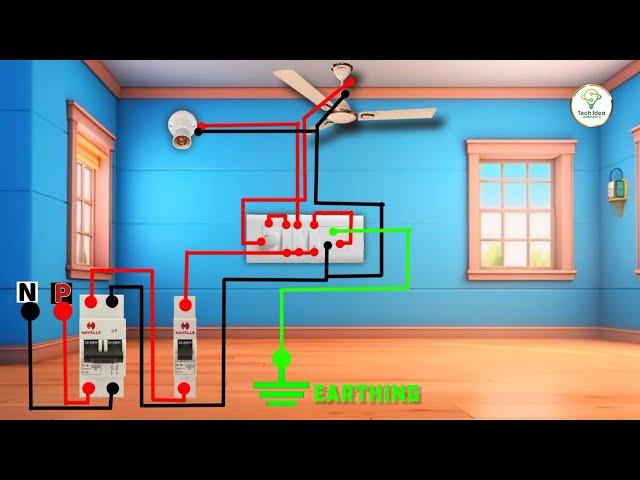 ▶️ Single Room Complete Wiring Connection Diagram // Electrical 3D Animation @dusmantatechidea