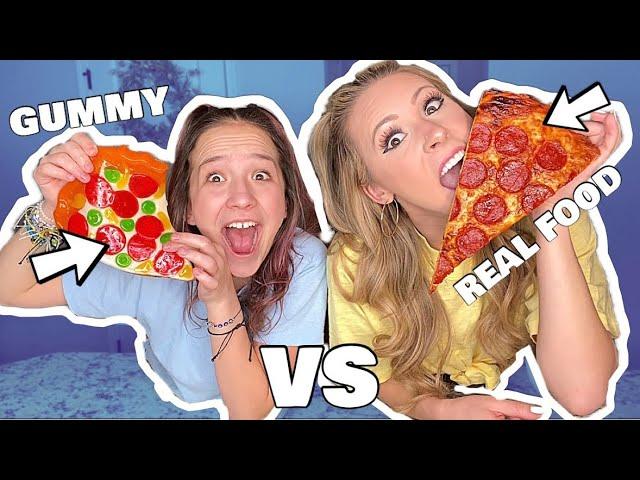 GUMMY VS REAL FOOD CHALLENGE! 🪱 KAYLA VS KALLI